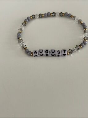 August Beaded Friendship Bracelet in Light Gray and Gold